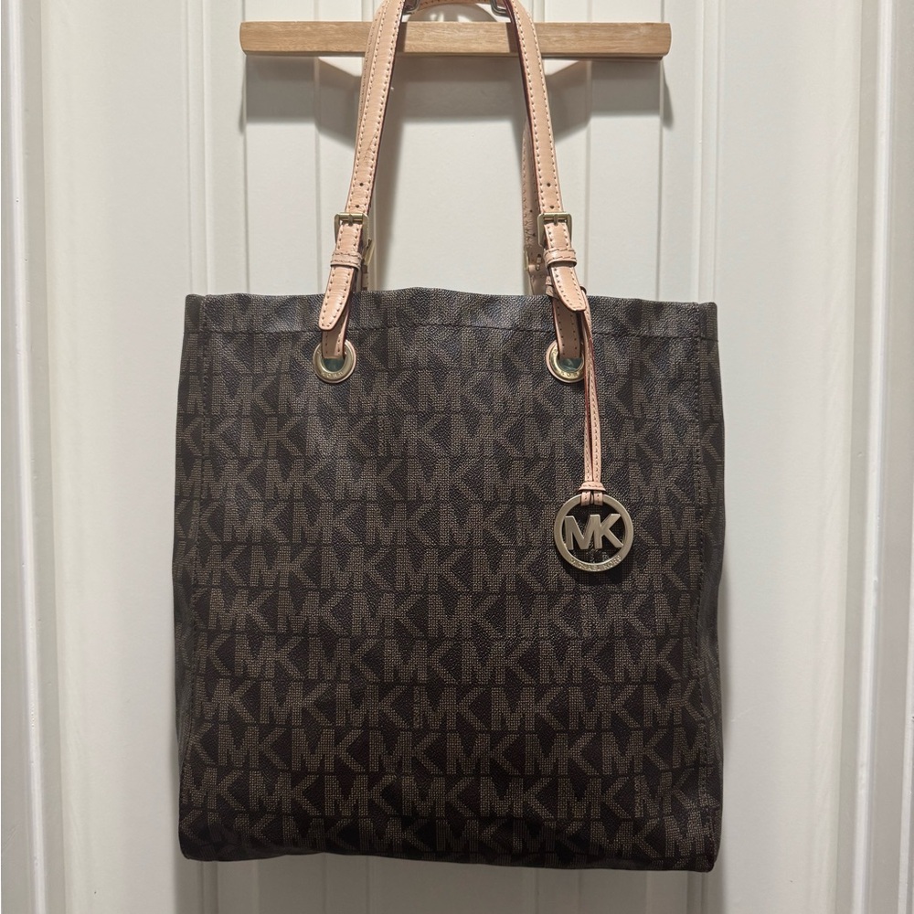 Michael Kors Brown Signature Tote with Gold Hardware